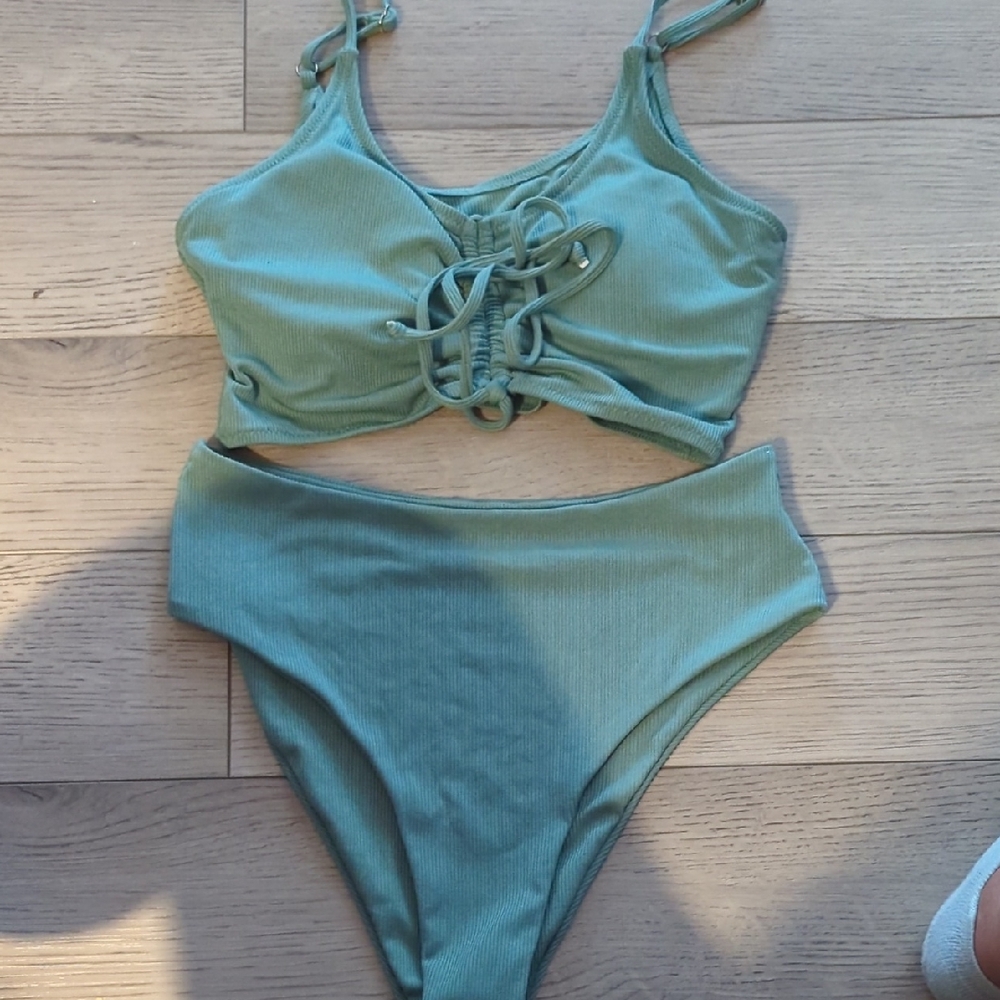 Zaful Teal Ribbed Fabric